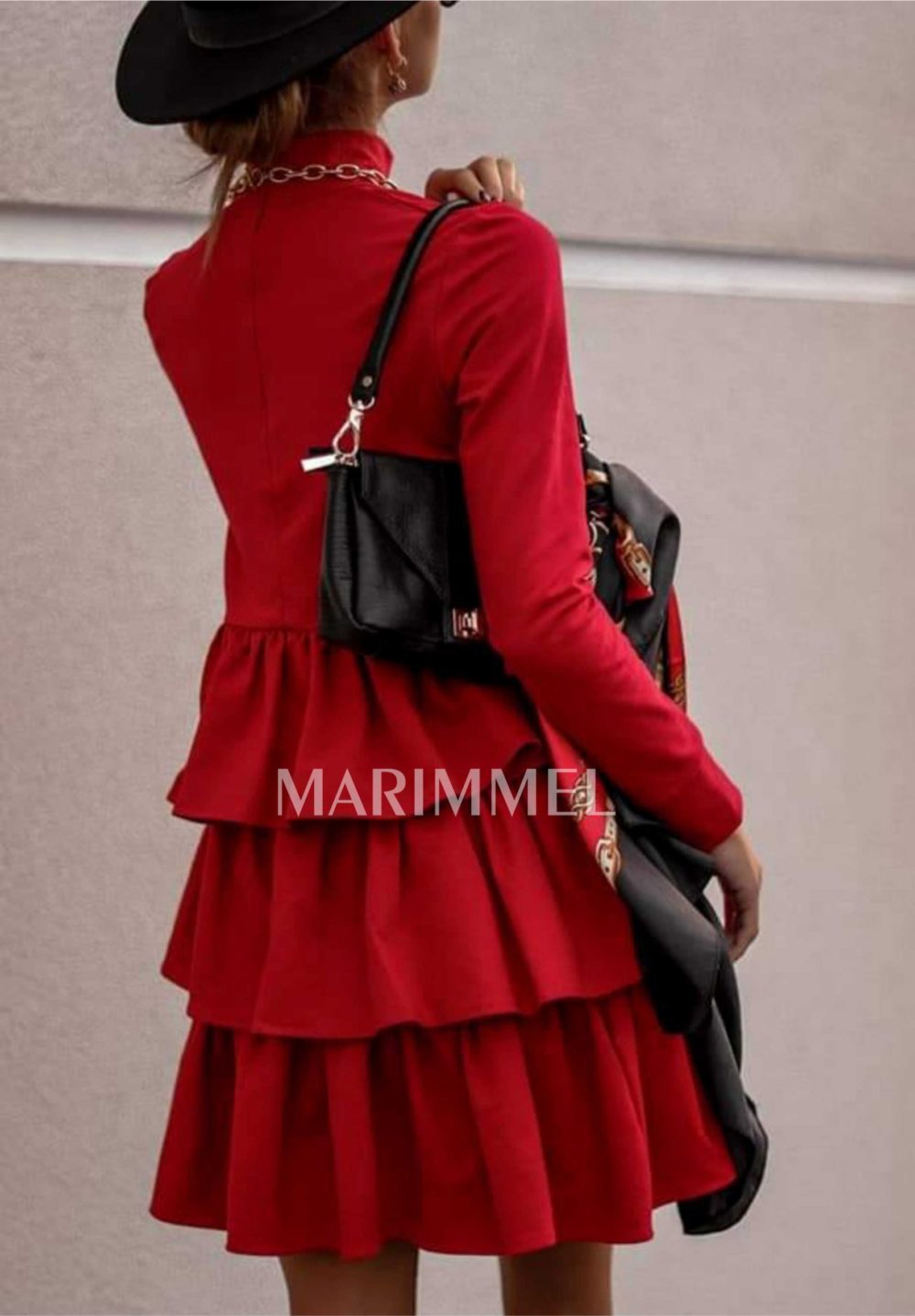 Trendy červené šaty Frida so stojačikom.